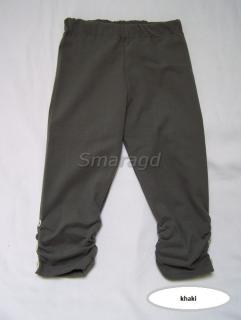 Legíny 3/4 gumička + knoflík khaki