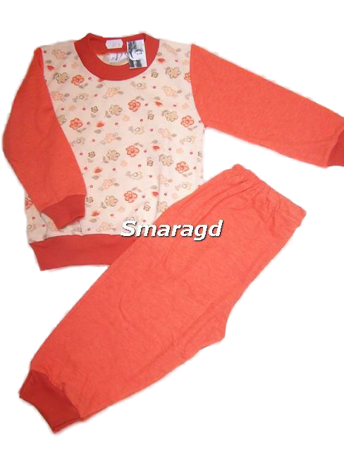 Dětské pyžamo oranž + kytičky