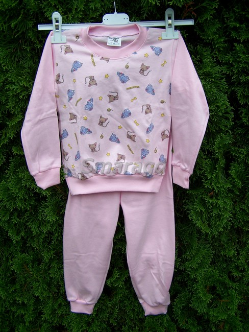 Dětské pyžamo světle růžové pes a kočička