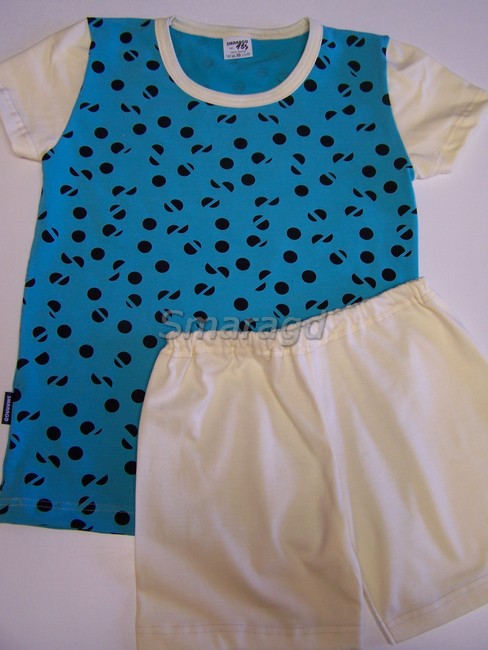 Letní pyžamo tyrkysová kolečka