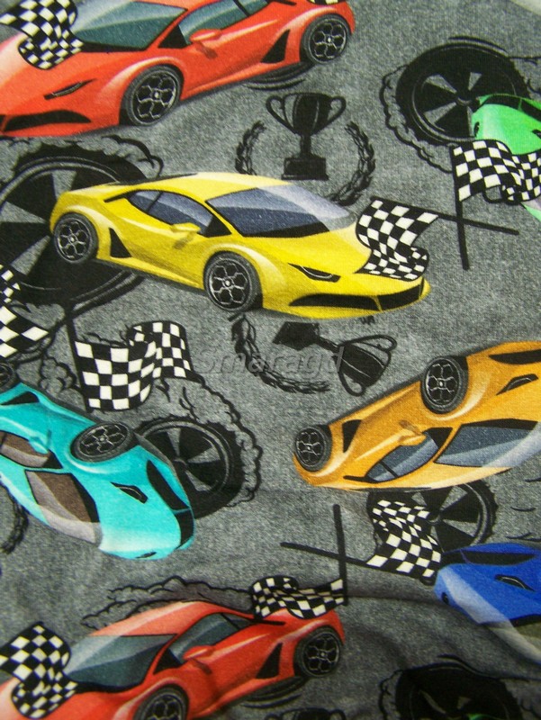 Dětské pyžamko barevná auta na modrém podkladu