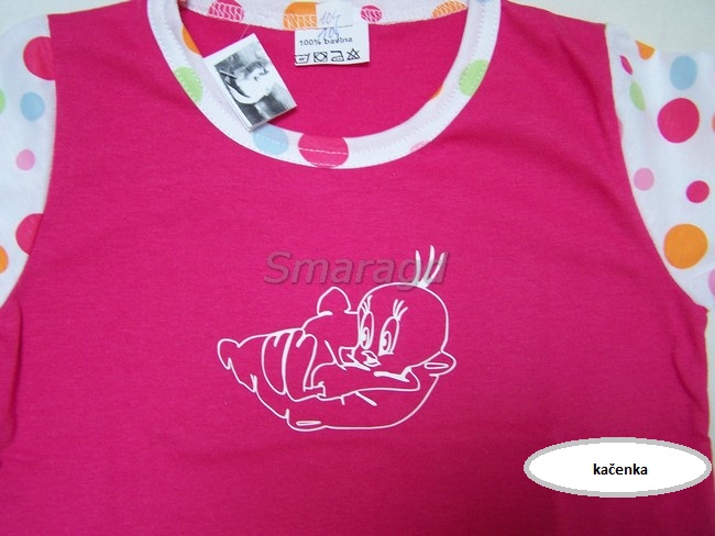 Pyžamo letní růžové puntík Kačenka