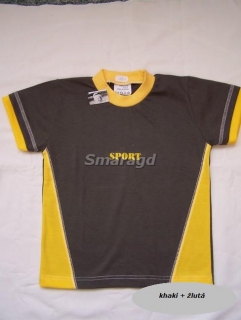 Triko kr. rukáv khaki + žlutá